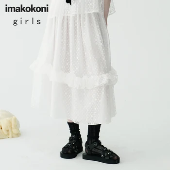 Imakokoni original dulce proaspăt polka dot tifon ciuperca mid-lungime fusta feminin Japonez 213334