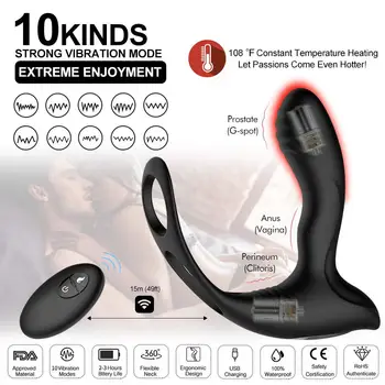 USB de Încărcare Vibratoare Inel de Sex Masculin Jucărie Prostata Masaj pentru Om 10 Viteze Wireless de Control de la Distanță Anal, Dop de Fund Sex Machine