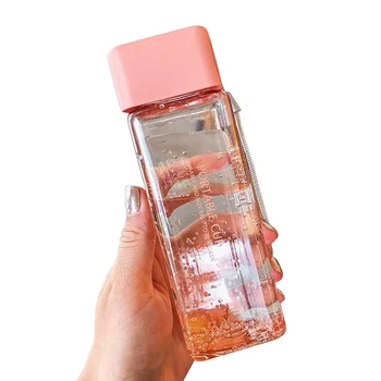 Practic Noi Portabil de Călătorie în aer liber 300ml Transparent Pătrat de Plastic etanșe din Plastic Cana Suc Sticla de Apa Drinkware