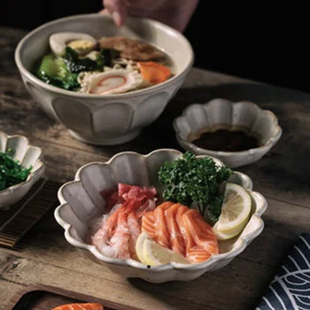 Japoneze retro stil Japonez model petale boluri și vase lucrate manual personalitate creatoare de uz casnic ceramice de vase de gătit n