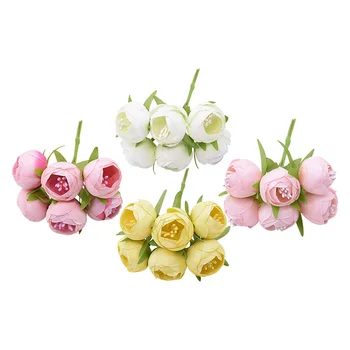 2 Buchet Mic de Trandafiri Ceai Muguri de Mătase Artificială de Ceai a Crescut de Flori pentru Mireasa Cununa DIY Cutie de Cadou Albumul Home Decor Flori False