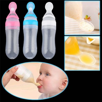 1/3Pcs 90ML în condiții de Siguranță Copil Nou-născut biberon Copilul Silicon Stoarce Lingura de Alimentare Sticla de Lapte de Formare Copilul Alimentator Alimentare