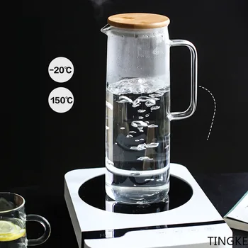 De 1,2 litri, de 1,5 litri sticla clara carafă mare capacitate cană termorezistentă ibric de cafea ceainic cu maner