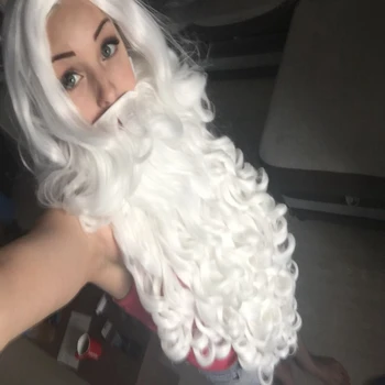 Cadou de crăciun Moș Crăciun Femei Peruca si Barba, Par Sintetic, Scurt Cosplay Peruci pentru Barbati White Mesa Accesorii Pălărie