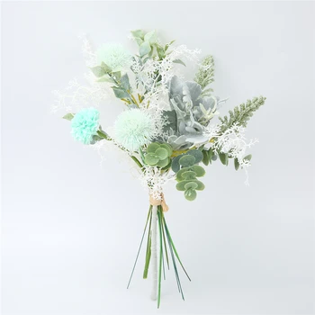 1 Buchet De Flori Artificiale De Înaltă Calitate De Mătase De Papadie Plastic Eucalipt Hibrid Buchet De Nunta Decor Acasă De Flori False