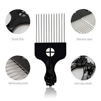 1buc Salon Coafura Coafura Instrument de Styling Dinții Largi Black Metal Pieptene Parul African Pieptene Perie de 3 Dimensiuni