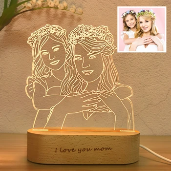 Personalizate Personalizate Foto 3D Lampa Foto&Text Personalizat Lumina de Noapte de Nunta Aniversare de Ziua de nastere de Ziua Mamei Cadou de ziua Tatălui