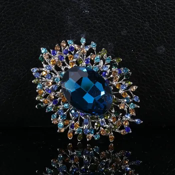 Pomlee Mare de Cristal Colorate Elipsă Broșe pentru Femei de Moda de Epocă Pandantiv Stil Elegant de Nunta Ace Petrecere Bijuterii Brosa