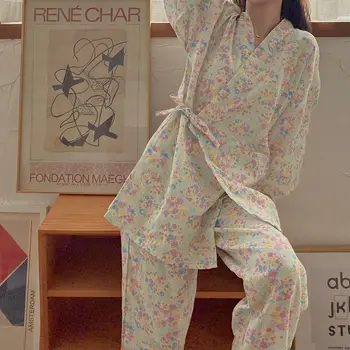 Kimono Pentru Femei Sakura Cameră Purta Japoneze Kawaii Pijama 2 Piese Seturi De Pijamale De Epocă Florale Pijama Harajuku Pijamale, Haine De Casă
