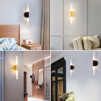 Modern Nordic tub metalic țeavă de sus în jos, LED-uri lămpi de perete pentru Dormitor hol baie living toaletă, baie de lumină lampă de perete