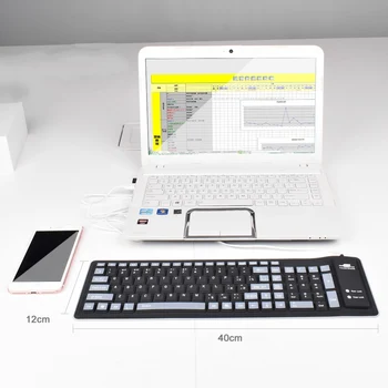 Tastatură pliabil rezistent la apa USB Tastatura cu Fir 103 Taste din Silicon Moale Tastatură Tastatură de Gaming pentru PC, Laptop