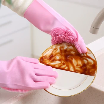 1 Pereche De Silicon Mănuși De Curățare Multifuncțional Magic Silicon Mănuși De Spălat Vase Pentru Bucătărie De Uz Casnic Silicon Spălare Curățare