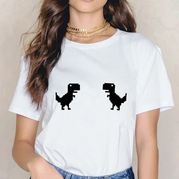 Dinozaur Tipărite Tricou Femei 90 Graphic T-Shirt Harajuku Topuri Tricou Drăguț Scurt Maneca Tricou Animal de sex Feminin Tricouri