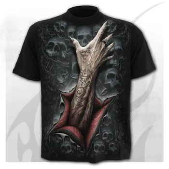Vara Barbati Nou Stil Punk Groază Diavolul Degetul Craniu 3D Imprimate T-shirt pentru Bărbați Topuri Hip Hop Punisher cu Maneci Scurte T-shirt