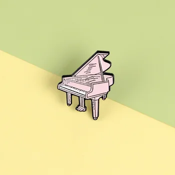 Violet desene animate instrument muzical pian alb buton de mână cântă la pian de moda, colectia de muzica metal pin creative brosa cadou