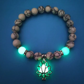Naturale, Margele Brățară Bratari Luminoase Floare De Lotus În Formă De Brățară De Yoga Rugăciune Budismul Bijuterii