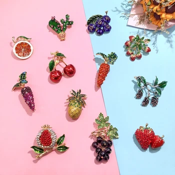 QIDIAN Frumos Colorate de Fructe Broșă de Cristal coreea de Desene animate de Struguri Proaspăt de Căpșuni Ridiche Pin Eșarfă Cardigan Accesorii
