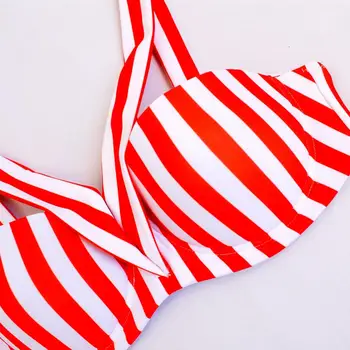 80% Fierbinte Vinde Femei de Pe Umăr cu Dungi Bandaj Talie Mare Bikini Set de Două piese de costume de Baie