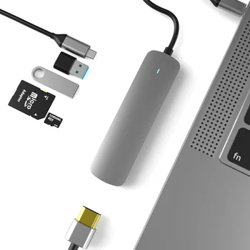 Stație de andocare USB-C to HDMI, HUB USB 3.0 SD TF Stație de Andocare pentru MacBook Pro Air Dell HP Lenovo Tip C Laptop Docking Station