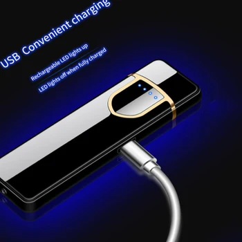 USB Brichete de Amprente de Inducție Reîncărcabilă Ultra-Subțire Bricheta cu Plasmă fără flacără Electric Brichete Gadget-uri Barbati Cadou Tigara