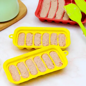 Ustensile De Bucătărie Diy Cârnați Mucegai Cârnați Șuncă Silicon 6 Cu Hot Dog Box Convenabil Și Practice Accesorii De Bucatarie