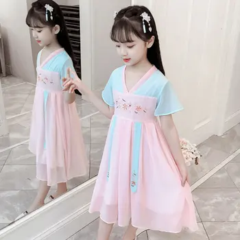 Îmbrăcăminte pentru copii Fete Hanfu Vara Haine Stil Chinezesc Super Zână Stil Vechi Tang costum Costum 2021 Fata Rochie de Șifon