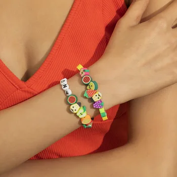 DIEZI Etnice Boem Acrilice Margele Bratari Pentru Femei Handmade Multicolor Fructe Farmec Strand Frânghie Brățară Noi Seturi de Bijuterii