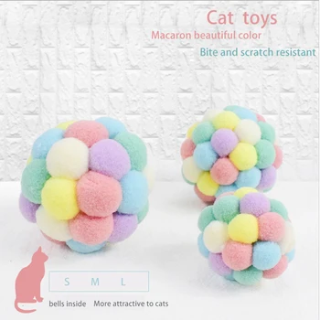MZHQ Animal de casă pisică jucărie colorat manual bouncy minge cu clopotel interactive jucărie pisica jucărie de pluș jucărie pisica interactive pisoi consumabile pentru animale de companie