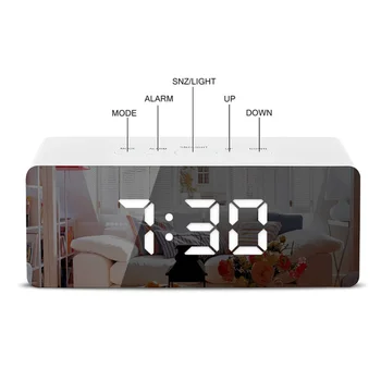 Oglinda Alarmă Ceas LED Digital Ceas de Masa Trezesc Lumina Electronic de Afișare a Temperaturii Acasă Decor Ceas de masa Decor de Masă