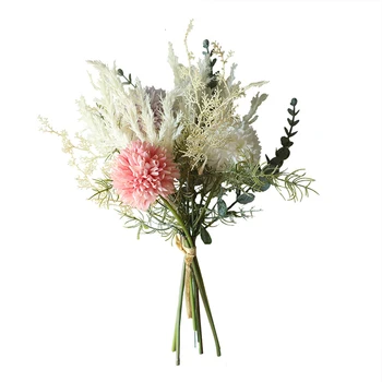 INS Nou Flori Artificiale de Înaltă Calitate de Mătase de Papadie Eucalipt Hibrid Buchet de Nunta Decor Acasă False Flori