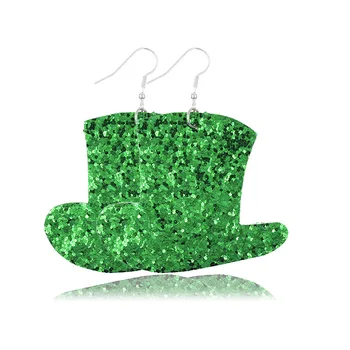 St Patrick ' s Day din Piele Cercei Sclipici Verde Amscan Pâslă Verde Irlandez Palarie Shamrock