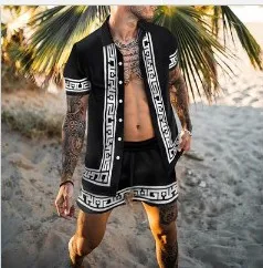 2021 Noua Moda pentru Bărbați Seturi Naționale Stil Hawaiian imprimare Mens cu Maneci Scurte Set Casual de Vara Tricou Florale Plaja, un Costum