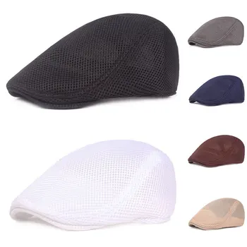 Vânzător de ziare Stil Bereta Pălării de Vară, Plasă de Bereta Pălărie de Moda Respirabil Capac Plat Bărbați Femei Casual Reglabil Capace 6 culori