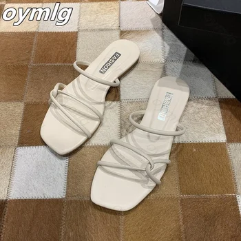 2021 Papuci femei vara versiunea coreeană nou pătrat-deget de la picior plat-toc bomboane de culoare moda exterior purta sandale papuci