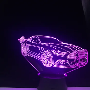 3D LED Lumina de Noapte Vintage Super-Masina de Acțiune Figura 7 Culori Atinge Iluzie Optică Lampă de Masă Decor Acasă Model