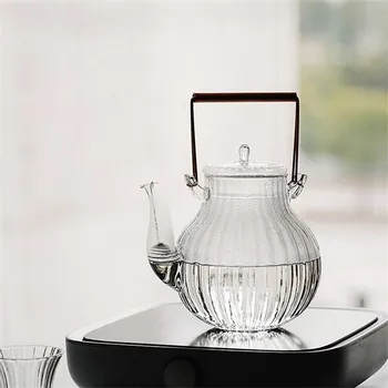 890ML Creative Ceainic de Sticlă Tiliang Oală de Sticlă Oală Flori Ceașcă de ceai Petale de Crizantema Cupru Mâner rezistent la Căldură de Sticlă Set de Ceai