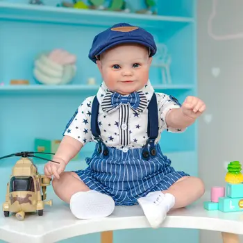 Bebes 60CM Renăscut Baby Toddler Băiat Maddie Corp Moale Flexibil Mână-Desen 3D Păr Tonul Pielii cu Venele de Colectie