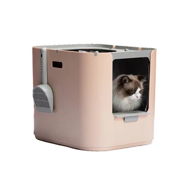 Jurământul Animale de companie Pisica Cutie Complet Închis, Mare Cat Toaletă, Deodorant Și Splash-dovada Semi-închisă, Toaletă Cat de Sus în Tava de Gunoi