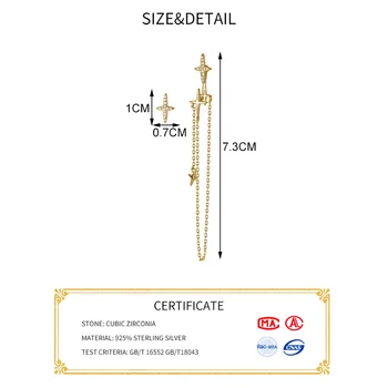 INZATT Real Argint 925 Placat cu Cruce Tassel Cercei Stud Pentru Femei de Moda Hiphop Bijuterii Fine Asimetrie Accesorii
