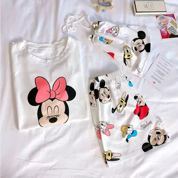Disney Vara Toamna Lady Kawaii Pijama +pijama de Desene animate Mickey Mouse-Set de Pijamale Femei Minnie Îmbrăcăminte Acasă
