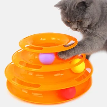 Trei Niveluri de animal de casă pisică jucărie Turn de Piese Disc pisica Inteligenta Distracții plătească triplu disc de jucării pisica minge de Formare Distracții placa