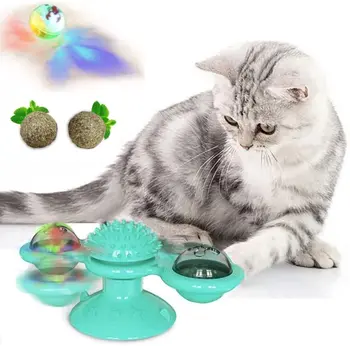 Pisică jucărie moară de vânt cat de formare educațională masaj rotativ pisica interactive jucărie catnip pisica accesorii animale de companie jucărie cu luminos bal