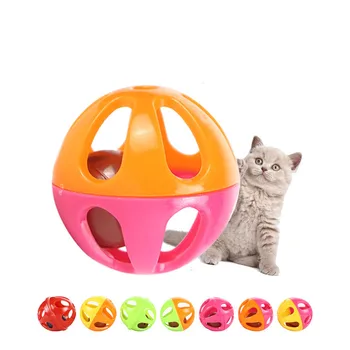 3,5 CM de Plastic Mici animale de Companie Pisica Sunet Jucărie Jucării Pisica Gol Rotund animale de Companie de Colorat Joc cu Bile Jucarii Cu Mic Clopot Pisica Produse