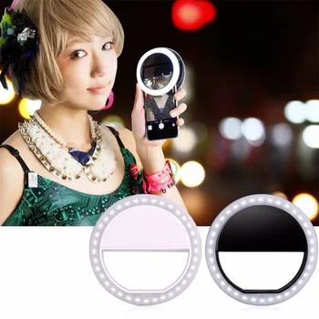 Portabil Selfie Lanterna Telefon Mobil Lumină Clip Selfie LED Flash Auto Pentru Telefon Mobil Smartphone Rotund Oglindă de Machiaj