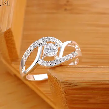 Frumos Retre inel CZ Zircon Cristal drăguț nobil destul de moda de Nuntă de argint de culoare femei Lady Inel bijuterii. R142
