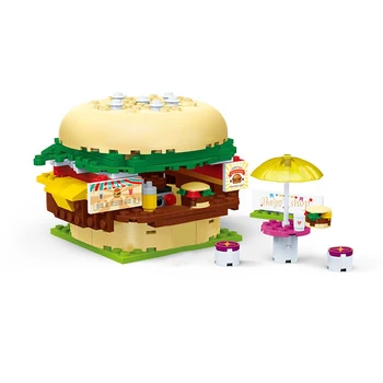 Fetelor Parc de Distracții Serie Burger Shop Roată Pirate Ship Building Set Clasic de BRICOLAJ, Jucarii Educative Pentru Copii