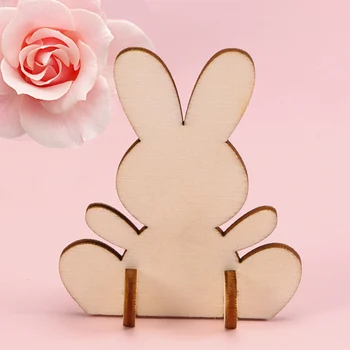 10 Buc Iepurașul de Paște Bucată Drăguț 3D DIY Inovatoare din Lemn, Decor Acasă Decorative de Hârtie-cut Ambarcațiuni Iepurasul de Decorare