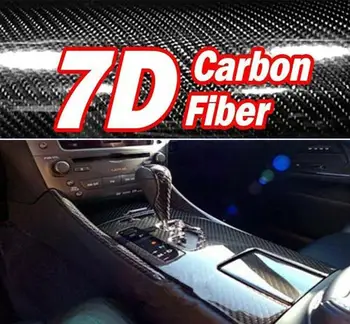 Negru Evidenția 5D Fibra de Carbon de Automobile Autocolant Folie 10*150cm Auto Interior Autocolant U2G7