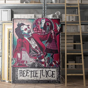 Beetlejuice Retro Poster, America De Film De Groază Clasic Printuri De Arta, Bar, Pub, Club Living Room Decor Acasă, Rol De Film De Benzi Desenate Arta De Perete