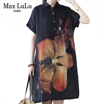 Max LuLu Britanic Stil De Vară 2021 Rochie De Femei Cu Flori Imprimate Polo Rochii Doamnelor Maneca Scurta Casual Vestidos Haine De Fata